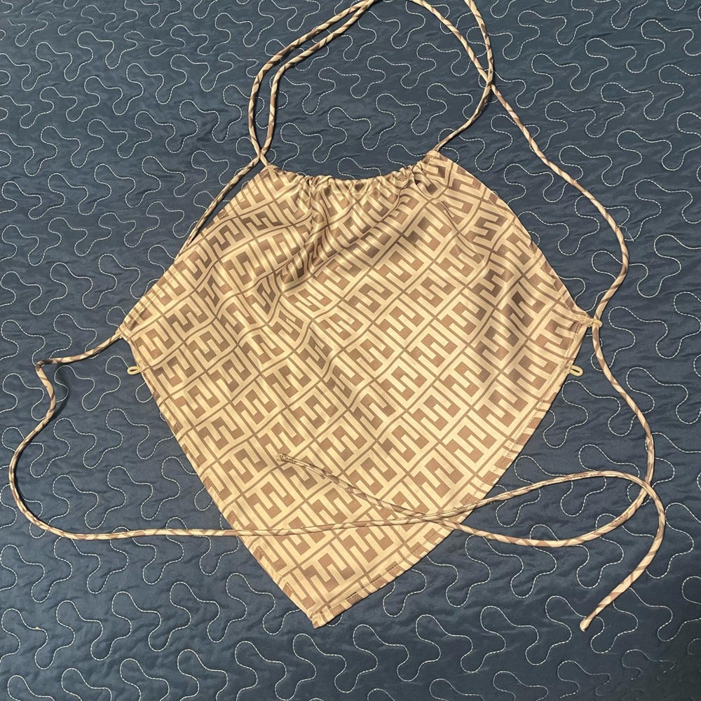 Women’s halter top white fox tan and brown